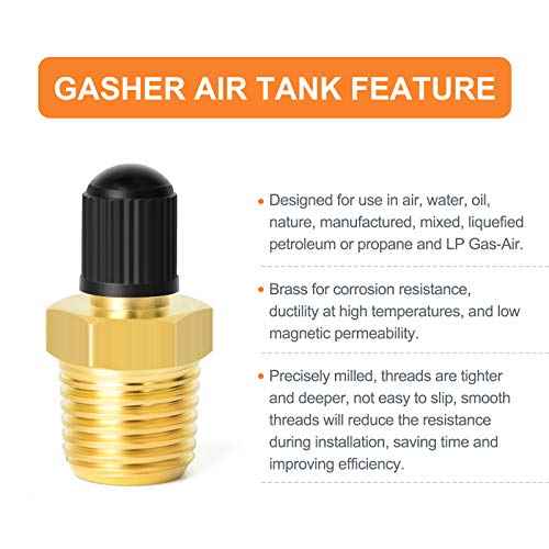 GASHER 2PCS 1/4" NPT Tank Valve Anti-Corrosion Brass Schrader Valve with 1/4" Male NPT,Using with Air Compressor Tanks