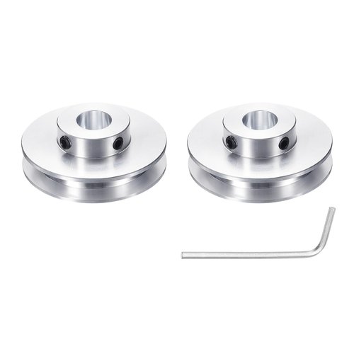 uxcell 1Pcs Single Groove Pulley, 12mm Fixed Bore 50mm Outer Diameter Aluminum Alloy Mechanical Belt Pulley with Hex Wrench for 6mm PU Round Belt