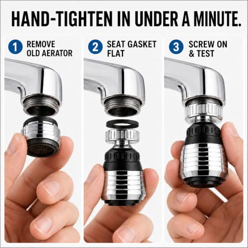Water-Saving 360° Swivel Faucet Aerator for Kitchen Sink - Dual Spray Nozzle Adapter