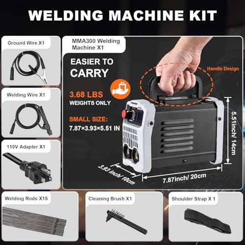 BetyBedy Mini Stick Welder, Portable Welding Machine, 110V MMA-300Amp Welder Machine with Hot Start, Arc Force, Anti-Stick, IGBT Inverter Electric Welding Machine for 1/16"-1/8" Rod ARC Welder