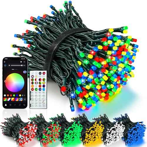 Smart Color Changing Christmas Lights with Remote & APP, 142FT 400 LED RGB Dimmable Christmas String Lights, Waterproof Fairy Twinkle Light for Indoor Outdoor Xmas Tree Wedding Holiday Decorations