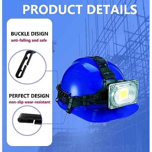 50Pcs Helmet Clips for Headlamp & Headlamp Clips Hooks - Durable Lightweight Hard Hat Accessories, Universal Mounting Clips for Construction/Camping/Cycling Safety Gear (50Pcs)