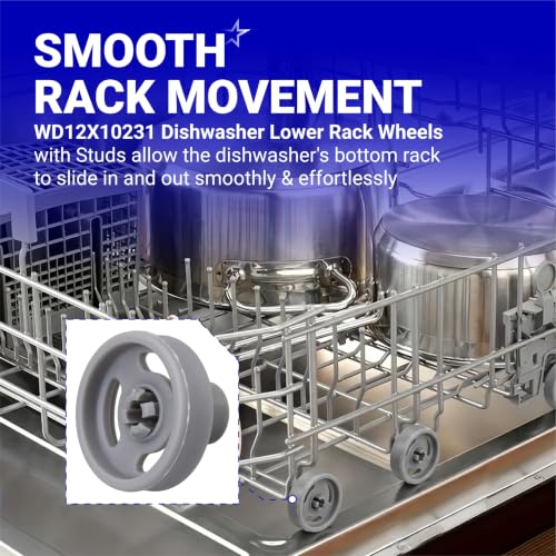 BlueStars WD12X10231 Dishwasher Lower Rack Wheel with Stud – 8 Pack