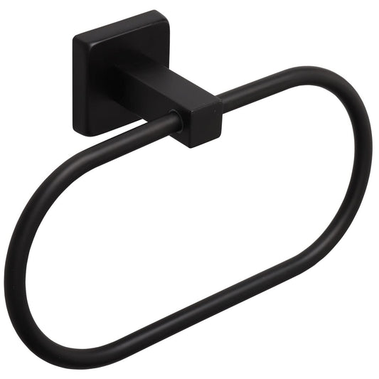 TocTen Towel Ring/Hand Towel Rack - Thicken SUS304 Stainless Steel Bathroom Hand Towel Holder Heavy Duty Unique Oval Hand Towel Hanger Wall Mounted for Bathroom Kitchen Sink (Matte Black)
