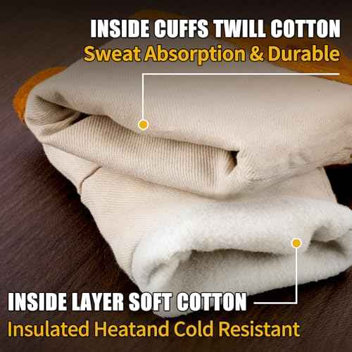 16 Inch Leather Welding Gloves Fire Heat Resistant for Men & Women in Mig Tig Stick Welding or Wood Stove, X-Large