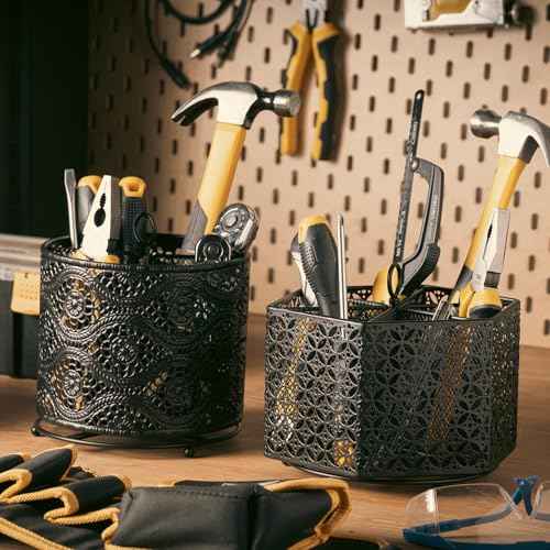 KAFAHOM Bucket Tool Organizer, Heavy Duty Metal Bucket Tool Caddy, Tool Storage for Garden, Construction, Carpenter, Electrician, Builder