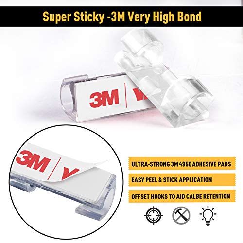 40 Pack Transparent Self-Adhesive Cable Clips - Strong Wire Organizer for TV, PC, Home & Office