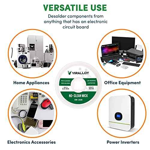 No Clean Solder Wick Braid 10ft Pure Copper Desoldering Wick Braid Remover Tool with Solder Flux Soldering Tools De Solder Sucker and Repair Electronic Components Width 0.1 inch - Pack of 1