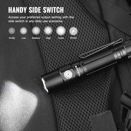 ThruNite TT20 Tactical Flashlight, 2010 Lumens, 305m Beam, Rechargeable LED, Dual Switch, USB-C, Compact EDC Light for Hunting,Hiking,Outdoor Use-Black CW