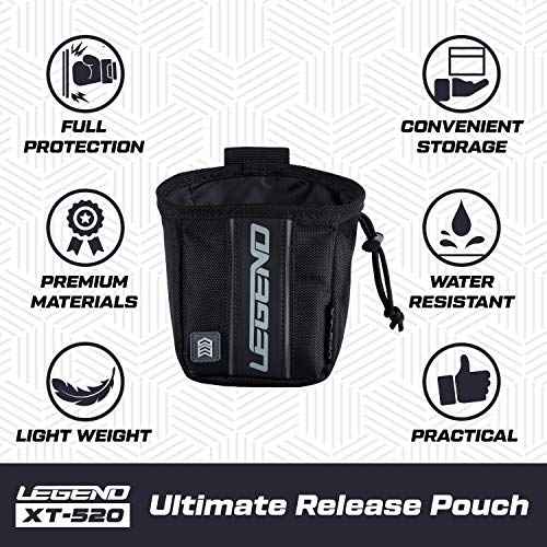 Legend XT520 Quick Release Pouch & Finger Tab Bag | Interior Divider for Better Organization & Storage of Release Aids | Attaches to Standard 2" Belt | Quick Drawstring Closure