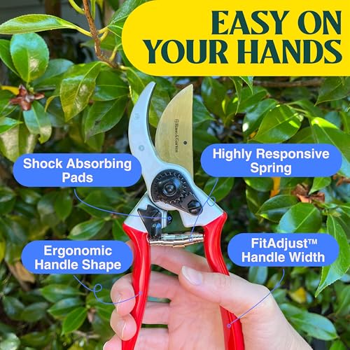 Red Haus & Garten ClassicPRO 8.5" Titanium Bypass Pruning Shears - Professional Garden Clippers