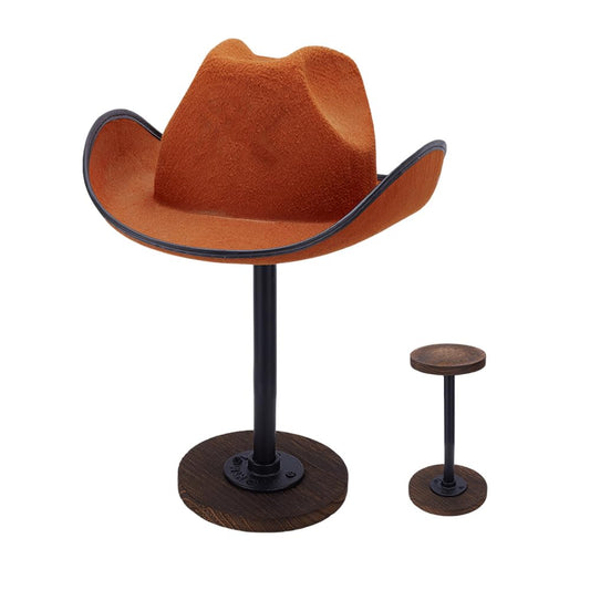 PH PandaHall Rustic Hat Display Stand, Vintage Wooden Hat Holder Rack Tabletop Helmet Stand Cowboy Hat Cap Storage Organizer for Closet Home Store, Wig, Hat, Helmet, Brown, 1 Pack