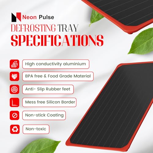 Large Defrosting Tray for Frozen Meat with Silicone Rings – Aluminum Thaw Plate, Non-Slip Feet