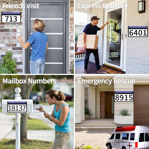 11.8 Inch Solar Powered Address Sign with 3.5 Inch Numbers, Black RGBW Wall Mount