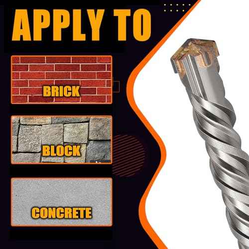 1/2 inch X 14.2 inch SDS Plus Rotary Hammer Drill Bit, Concrete Drill Bit for Concrete, Brick, Cement and Stone, 14.2 inch Length (14.2" Length, 1/2" Diameter)