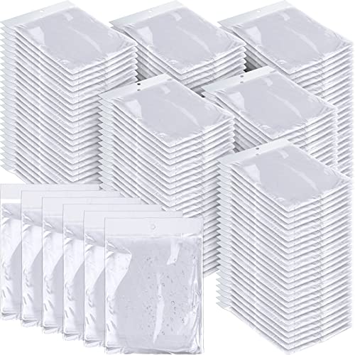 Handepo 100 Pack White Disposable Rain Ponchos with Hood for Adults