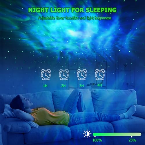 HERHOTER 3in Galaxy Star Projector with Timer & Remote for Bedroom & Party Decor
