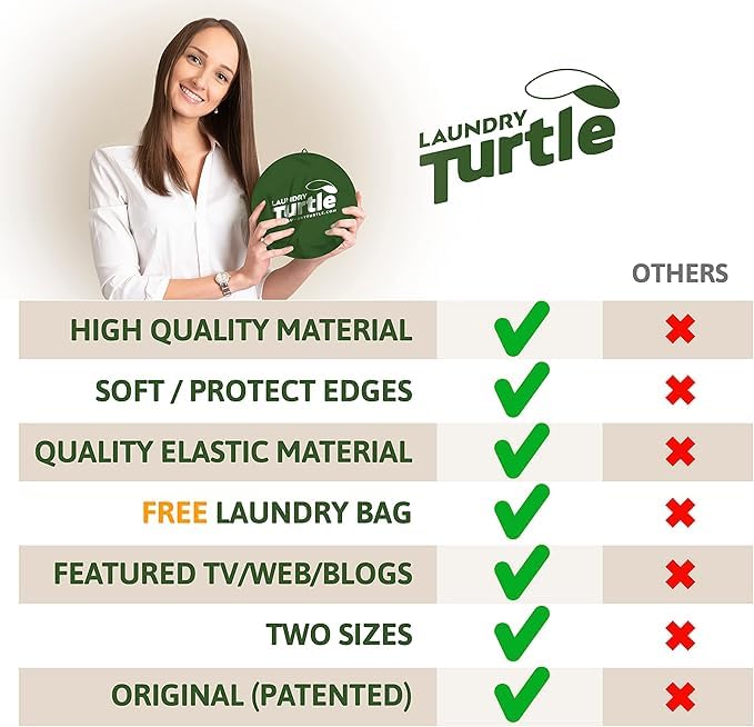 Laundry Turtle Collapsible Laundry Basket - Green, Large (Front-Loading Machines)