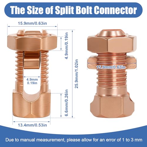 20 Pcs TJ-16 Split Bolt Connectors for 6/7/8 AWG Bare Wires - Ground Bonding