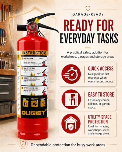 Ougist 2.5 lb ABC Dry Chemical Fire Extinguisher - Model 1, Home & Car Safety