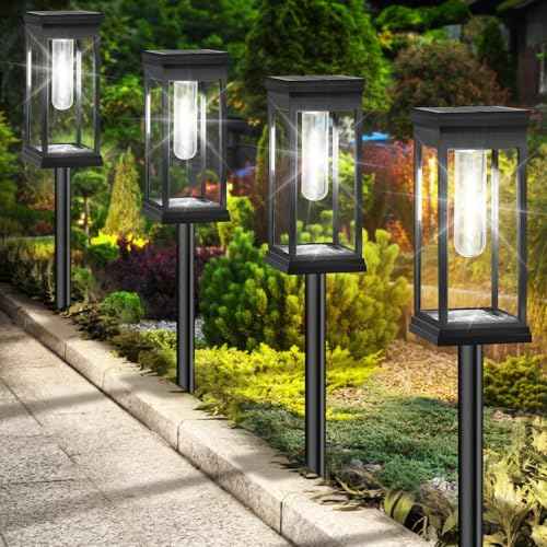 BesLowe ¡¼Upgraded¡½ Solar Pathway Lights Outdoor, 8-Pack Large LED Solar Light Outdoor Waterproof, Super Bright Outside Lights for Yard, Sun-Powered Landscape Lighting for Garden Walkway, Cool White