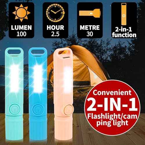 3 Pack Rechargeable Flashlights USB C Mini LED Flashlights, Camping Lantern Combo Flashlight, Ultralight Zoomable Flashlight for Gift Camping Hiking Night Reading Halloween Gifts Stocking Stuffers