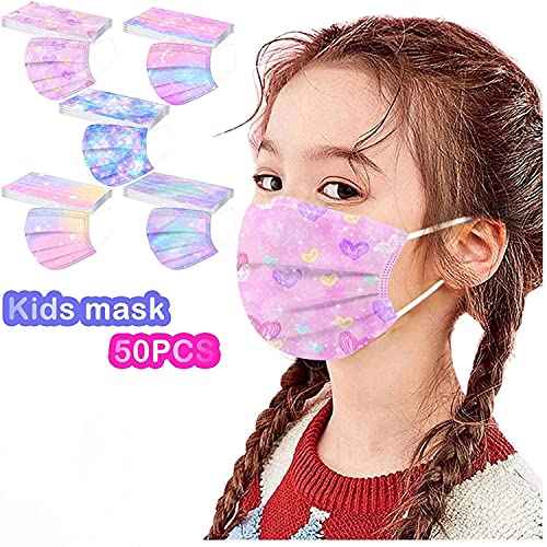 50 Pack Kids Disposable Face Breathable Dust Filter Mouth Cover Masks with Elastic Ear Loop for Kids