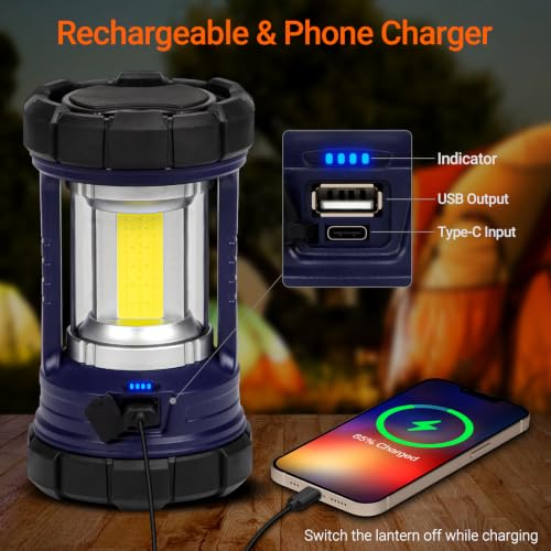 Navy Blue CT CAPETRONIX Rechargeable Camping Lantern 3200LM with Phone Charger