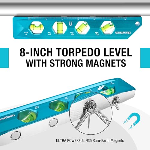DURATECH 3-Piece Magnetic Torpedo Level Set 2.5/6.25/8 inches with V-Groove