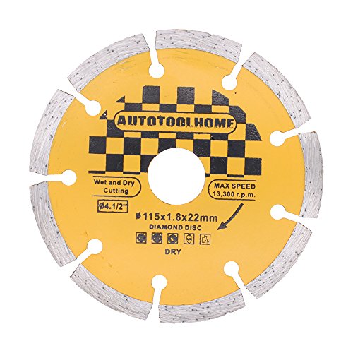 AUTOTOOLHOME 4 1/2-inch Diamond Saw Blades Angle Grinder Cutting Wheel Dry or Wet Grinding Disc Masonry Brick Concrete Ceramic Tile Cut Off Wheels