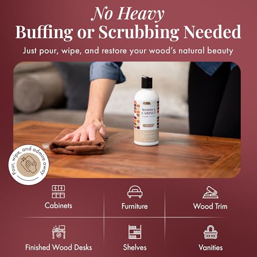 Therapy Wood Cleaner & Polish Pack of 1 with Microfiber Cloth - 16 oz Restores Cabinets & Furniture
