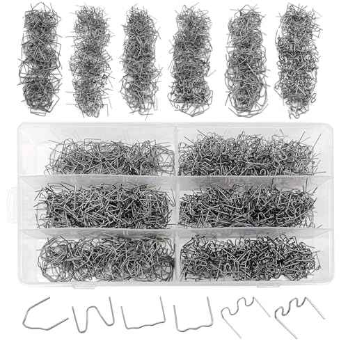 1200 Plastic Welder Staples - 6 Types Hot and Wave Staples for Car Bumper Repair, Architectural Modeling, and Plastic Craft Welding Supplies