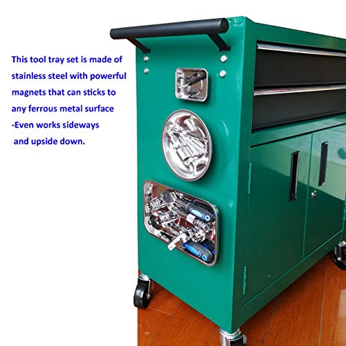 Magnetic Tray Holder 3pc,for Socket Screw Nuts Bolts Metal Parts,Extra Strong Magnet,Thickened Tray,Stainless Steel