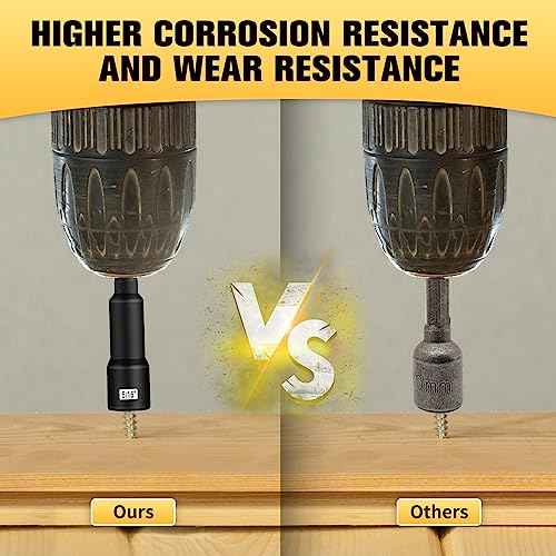 BOEN 1/4 inch Magnetic Nut Driver Set, 6 Piece Impact Drill Driver Bit Set, Length 1/4", 5/16", 3/8", Quick-Change Hex Shank SAE Nut Driver, Cr-V Steel, Black Manganese Phosphate Coating