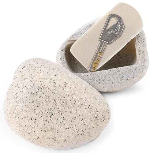 BarGifts Fake Rock Key Hider Safe for Outdoor Garden or Yard, Large Size Fake Stone Hidden Safe - Looks Stone- Hide A Key Outside in Rock