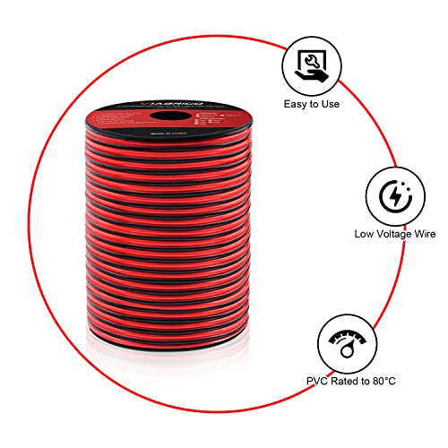 VIABRICO 16AWG 100FT Low Voltage Automotive Wire - 2 Conductor 12V Cable