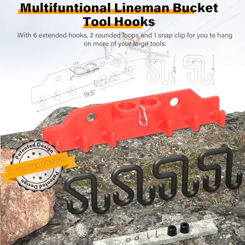 Tricana Lineman Tool Board with 2x 2” & 2x 3” Aerial Bucket Hooks – Metal Bucket Truck Organizer