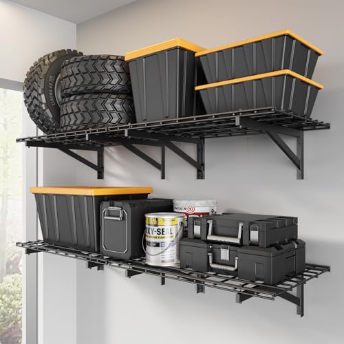 Jusgym 4 Pack Wall Mounted Garage Shelving 2x3ft Heavy-Duty Steel Storage Racks