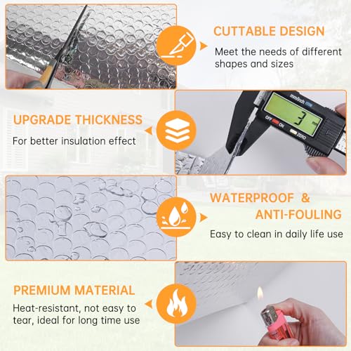 Reflective Insulation Roll 23.6'' x 10 Ft Double Bubble Foil Sheet for Roof & Window
