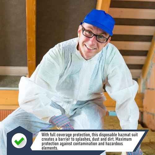 Hazmat Suit - 6 Size Options without Hood - Hazmat Suits Disposable Coverall | Full Body Painters Suit