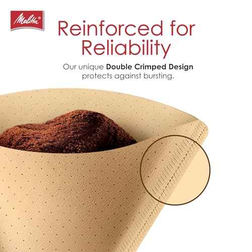 Melitta #2 Cone Coffee Filters, Natural Brown, 100 Count - Fits all 2-6 Cup Cone Coffee Makers and 1-cup Pour-Over Brewers, Compostable, Tear-Resistant, Made in USA