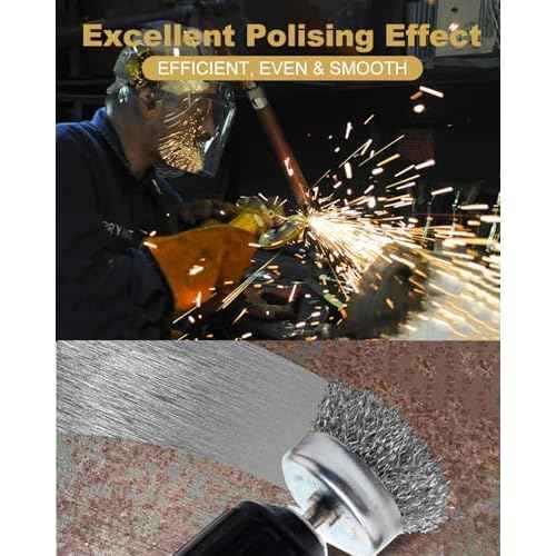 14 Pcs Wire Wheel Brushes with 1/4'' Shank, Carbon Steel Bristles Drill Wire Brush Attachment, for Cleaning Rust, Paint, Abrasive