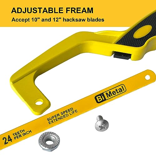 Mini Hacksaw for Metal Cutting ? Compact Bimetal Blade Saw with Ergonomic Handle ? Small Hack Saw for Steel, Copper, Aluminum & DIY Projects