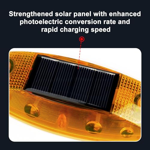 Aolyty Solar Strobe Warning Light Outdoor, Bright Solar Safety Flashing Light 4 Pack Road Signs IP54 Waterproof for Construction Site, Traffic, Dock, Marine, Stop Sign (Blue)