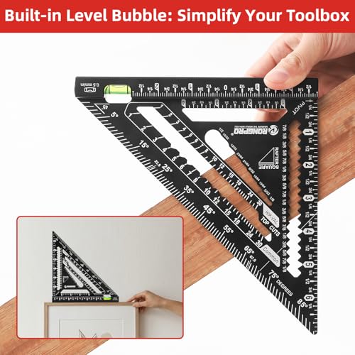 7inch Rafter Square with Level Vial, Heavy Duty Multi-Purpose