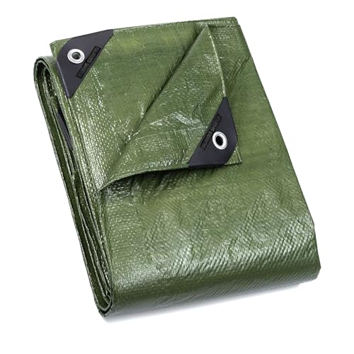 GUARD SHIELD Green 8x8 Feet Waterproof Poly Tarp Cover 5mil - Multi Purpose