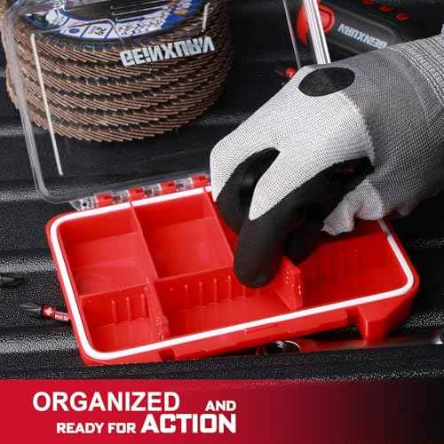 IPX4 Waterproof Small Storage Parts Organizer, Small Parts Case with Removable Dividers, Screwdriver Bit Set Box