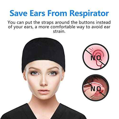 QBA Adjustable Working Cap with Button, Satin-Lined Hat, Cotton Working Hat Sweatband, Elastic Tie Back Hats Unisex