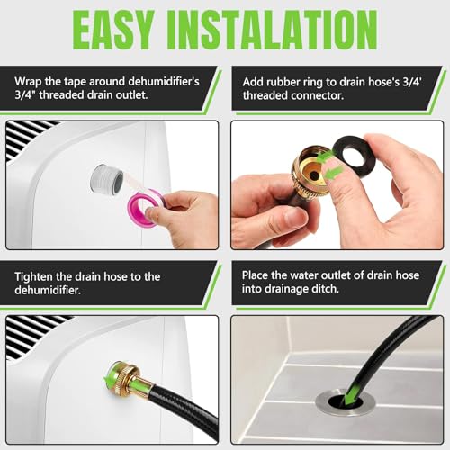 5FT Leakproof Dehumidifier Drain Hose with 3/4 Inch FHT Rustproof