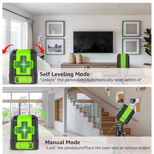 Huepar 9011G Self-Leveling Green Cross Line Laser Level 100Ft Bright Professiona